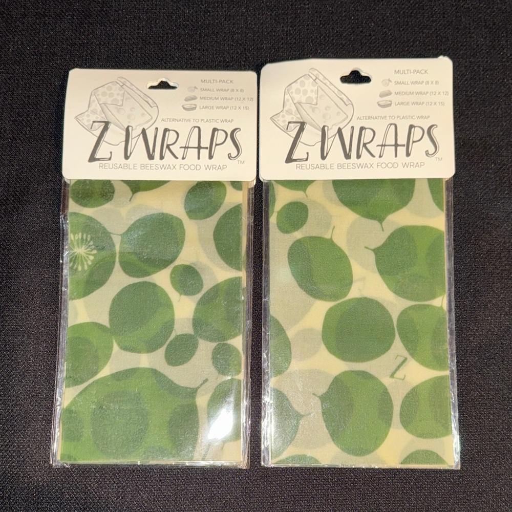 2 NEW Z Wraps Reusable Beeswax Food Wraps Multi-Pack